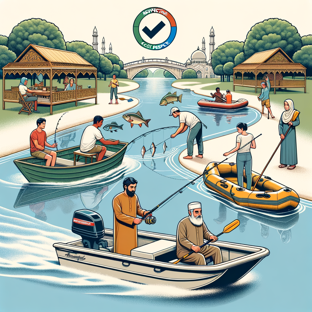 Professional illustration demonstrating boating etiquette, respecting fishermen, and adherence to waterway rules, showcasing respectful waterway behavior and mutual respect between boaters and fishermen.