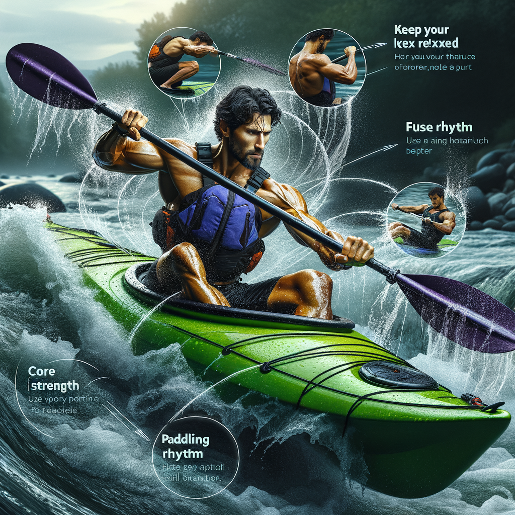 Professional kayaker demonstrating advanced kayak techniques and pro kayaking maneuvers on a turbulent river, offering expert kayaking tips for kayak technique improvement and advanced kayaking skills.