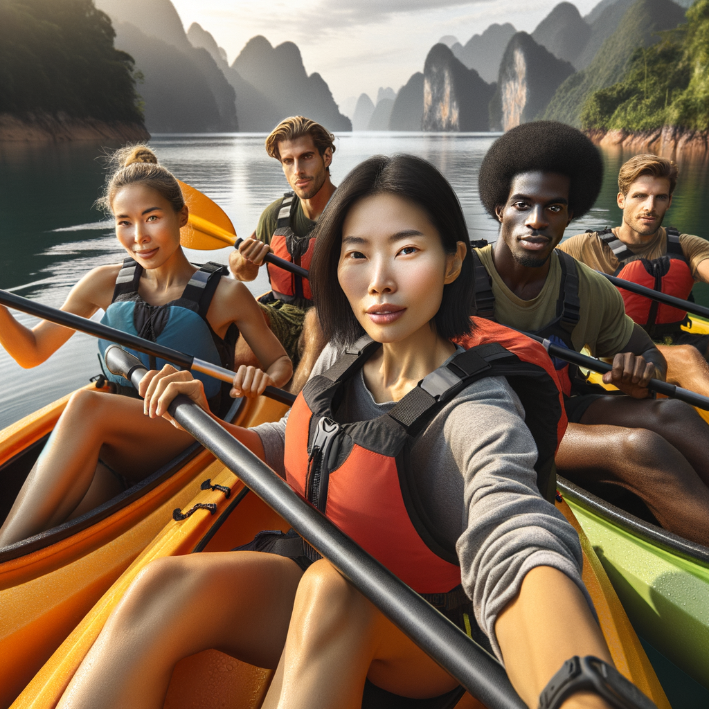 Group of kayakers exploring best kayaking locations, highlighting top kayaking spots and popular kayaking areas for adventure kayaking destinations, perfect for a kayaking travel guide and water sports vacation.